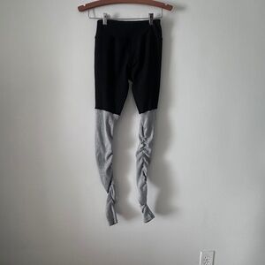 ALO Yoga Ribbed Goddess Leggings Black Gray Mid Rise Ankle